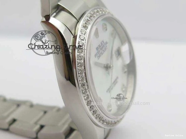 1223 Neat DateJust 36mm SS BP-Maker Best Edition Diamond Bezel White MOP Dial On SS Bracelet A2824 V 3842